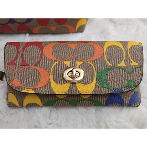 Coach City Tote In Rainbow Signature Canvas. & Matching Sunglasses Case - Picture 3 of 13